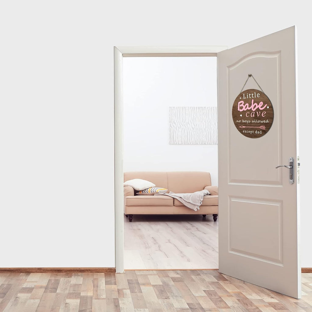 Little Babe Cave Door Sign Wood Baby Girl Nursery Decor Little Girl Nursery Room Wall Art for Bedroom Living Room
