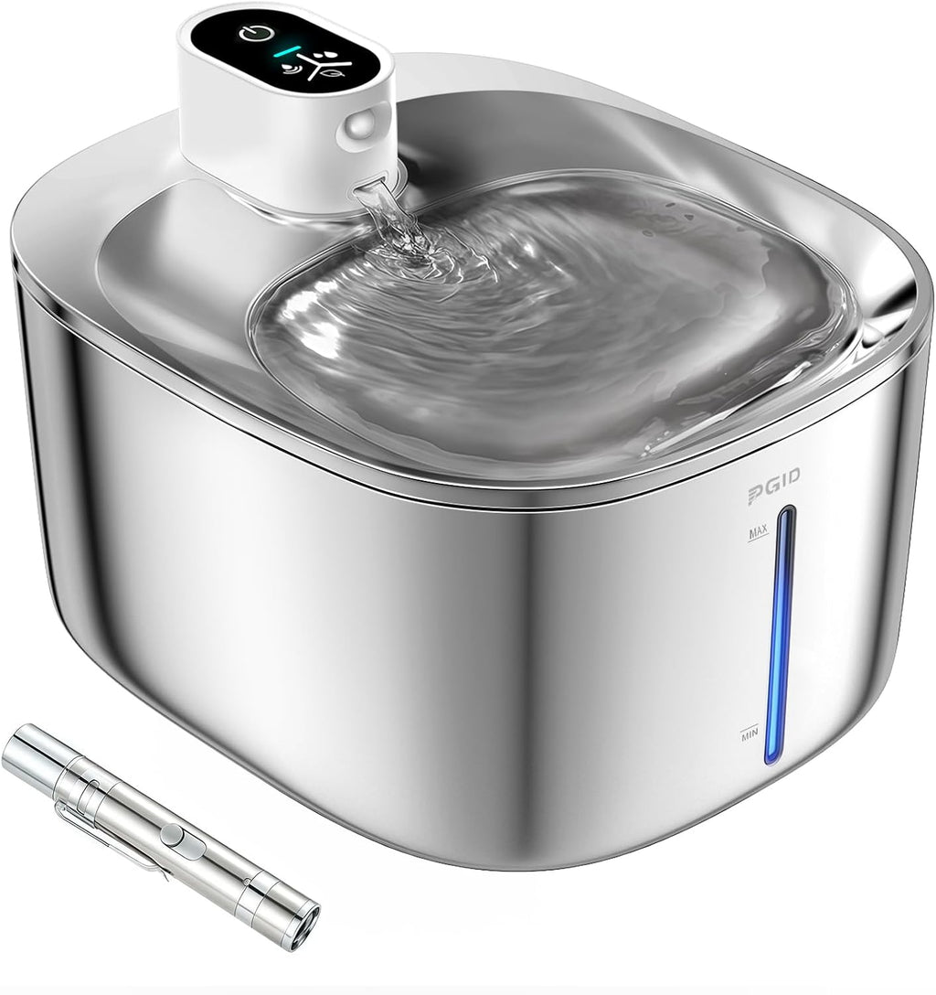 Wireless Cat Water Fountain Stainless Steel,4.2L Cordless Pet Fountains for Dringking,4000mah Battery Operated Cat