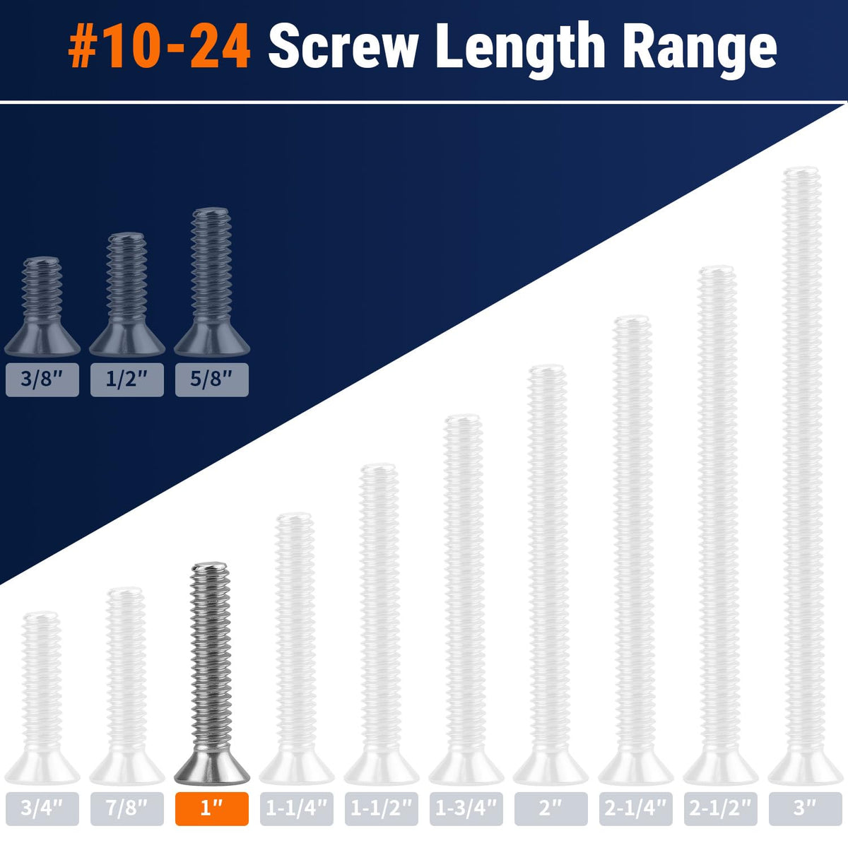 #10-24 x 1 Phillips Flat Head Machine Screws, 304 SS, 50pcs