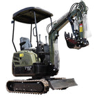 Terror XIII Mini Excavator, 13.5 HP Gas Engine, Compact Tracked Digger with Canopy, Military Green