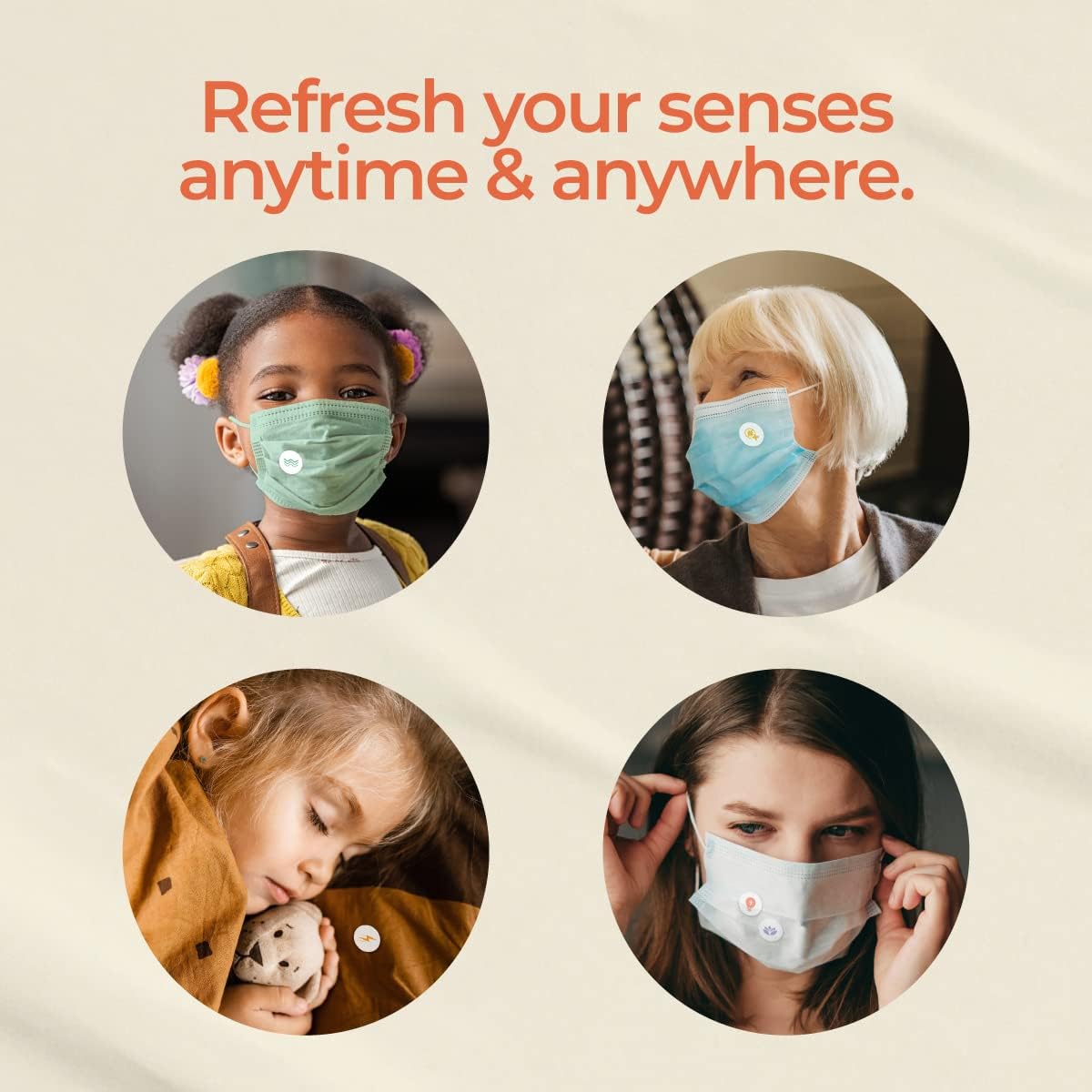 Combo Pack Aroma Mask Patches - Essential Oil Scented Mask Stickers for Face Masks & Pillows, Infused with Essential