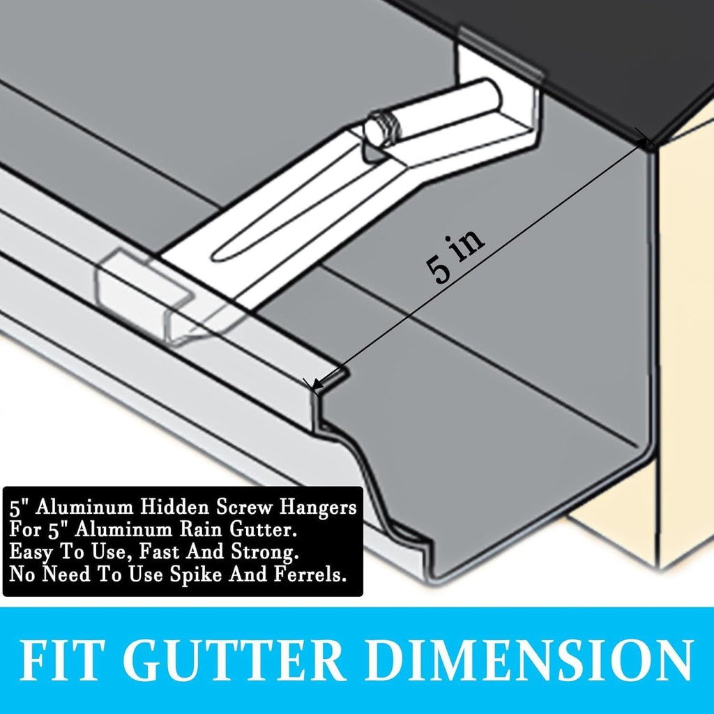 5Inch Gutter Hangers with Pre-Inserted Quick Screw Gutter Brackets(60PCS)
