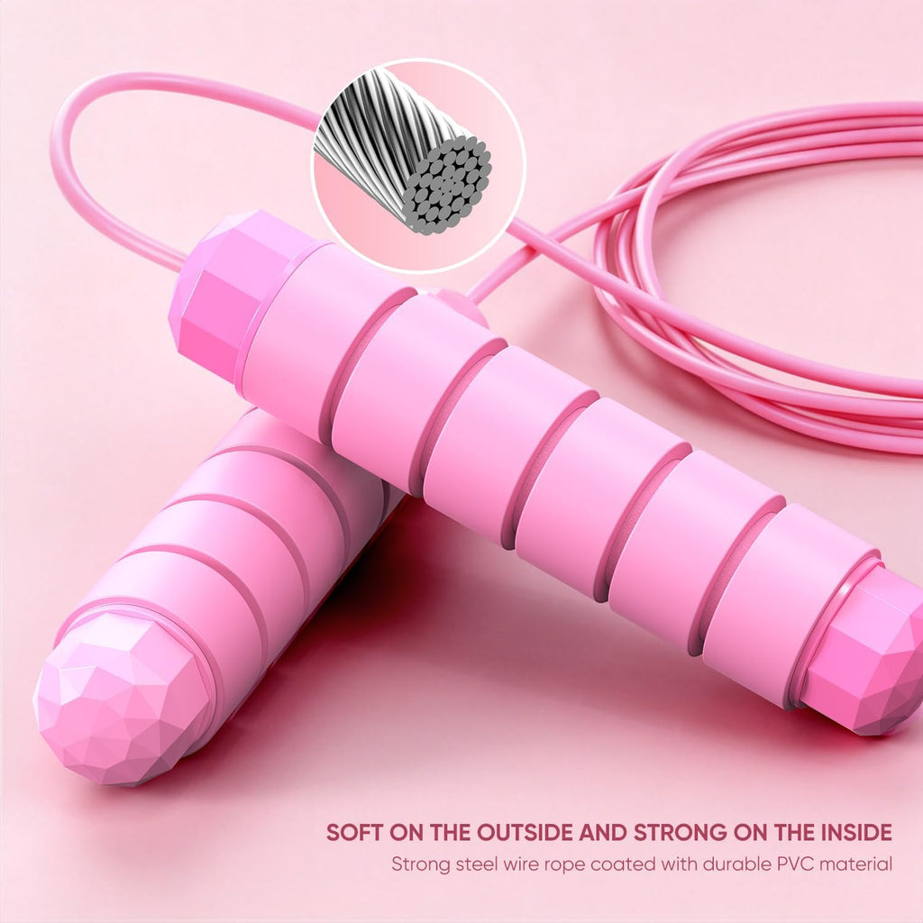 Jump Rope, Tangle-Free Rapid Speed Jumping Rope Cable with Ball Bearings for Women, Men, and Kids, Adjustable Steel