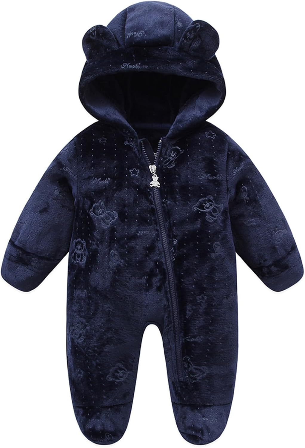 Newborn Baby Bear Suit Thin Fleece Footie Romper Snowsuit Hooded Jumpsuit Bodysuit Winter Clothes Boy Girl 0-12M