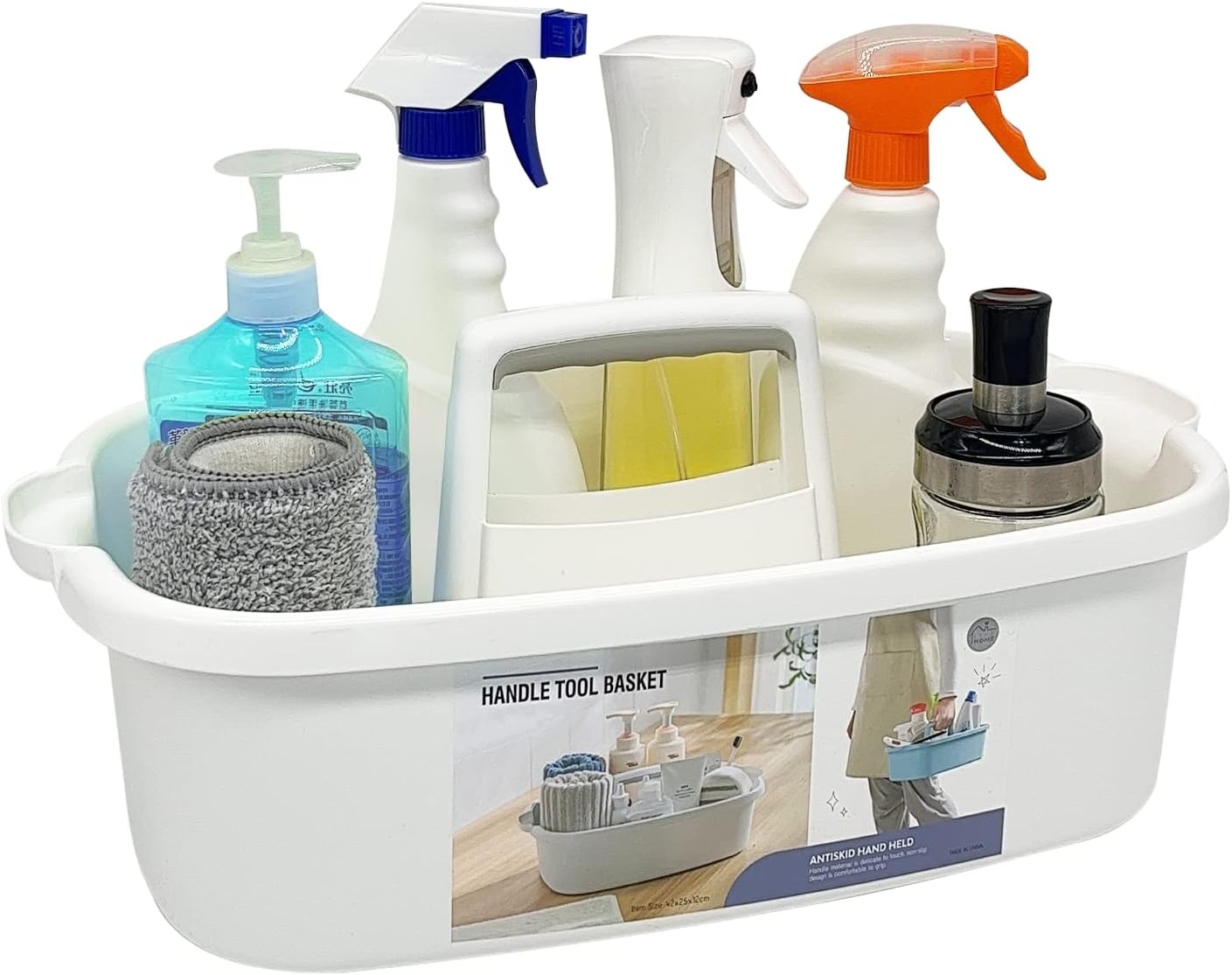 Multi-Purpose Plastic Cleaning Caddy with Handle, Shower Caddy Organizer/Storage Basket/Totes Portable for Bathroom