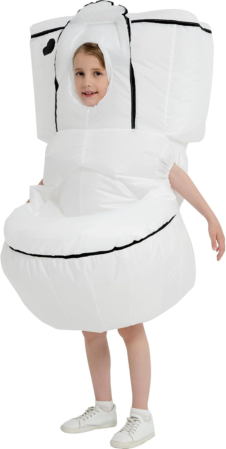 Halloween Inflatable Costume Kids,Blow Up Toilet Suit Boys Girls