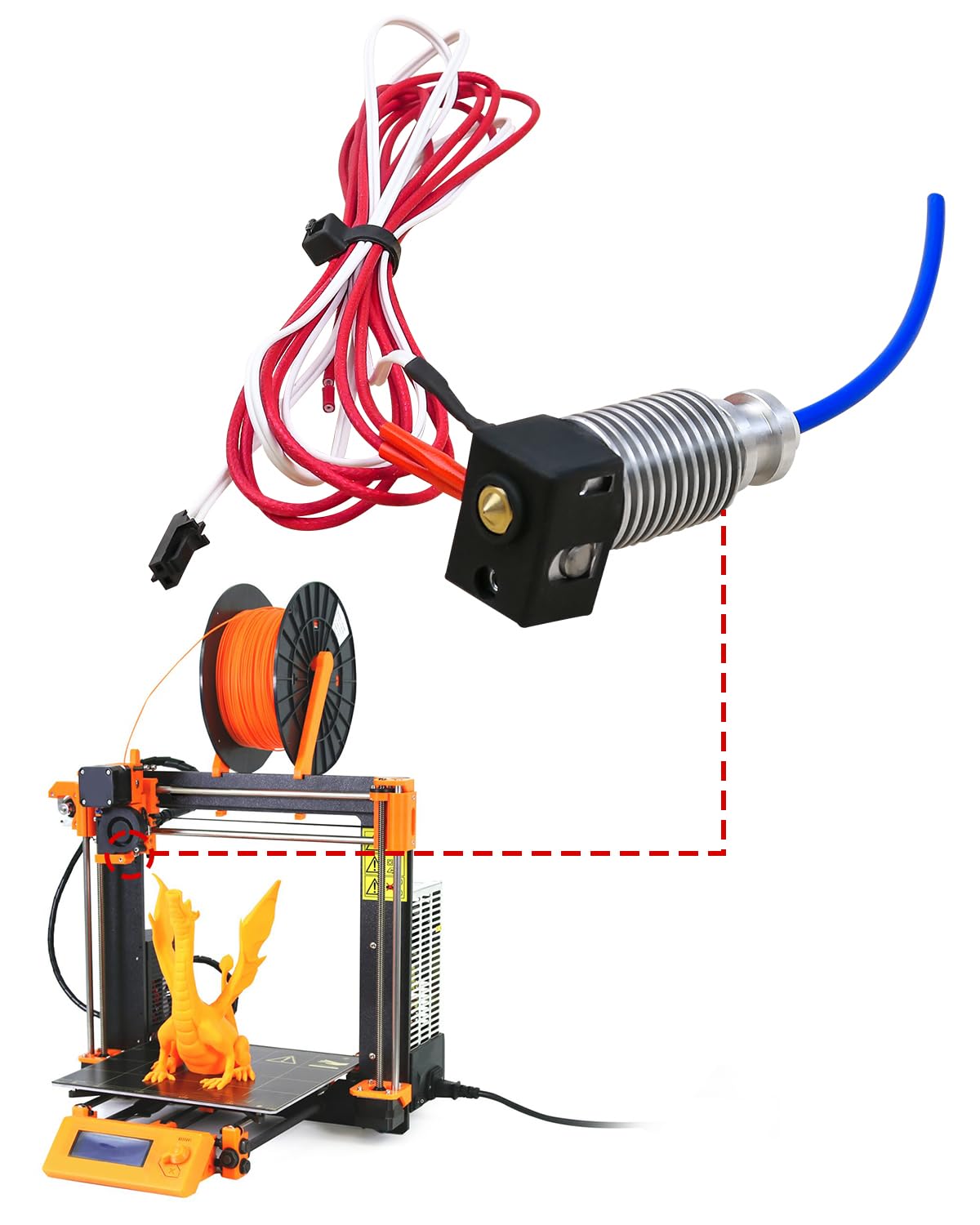 24V 3D Printer V6 Hotend Extruder Kit Fit for Prusa i3 MK3/MK3S/MK3S+ | 1.75mm, 40W Heater, Silicone Sock & 0.4mm Nozzle