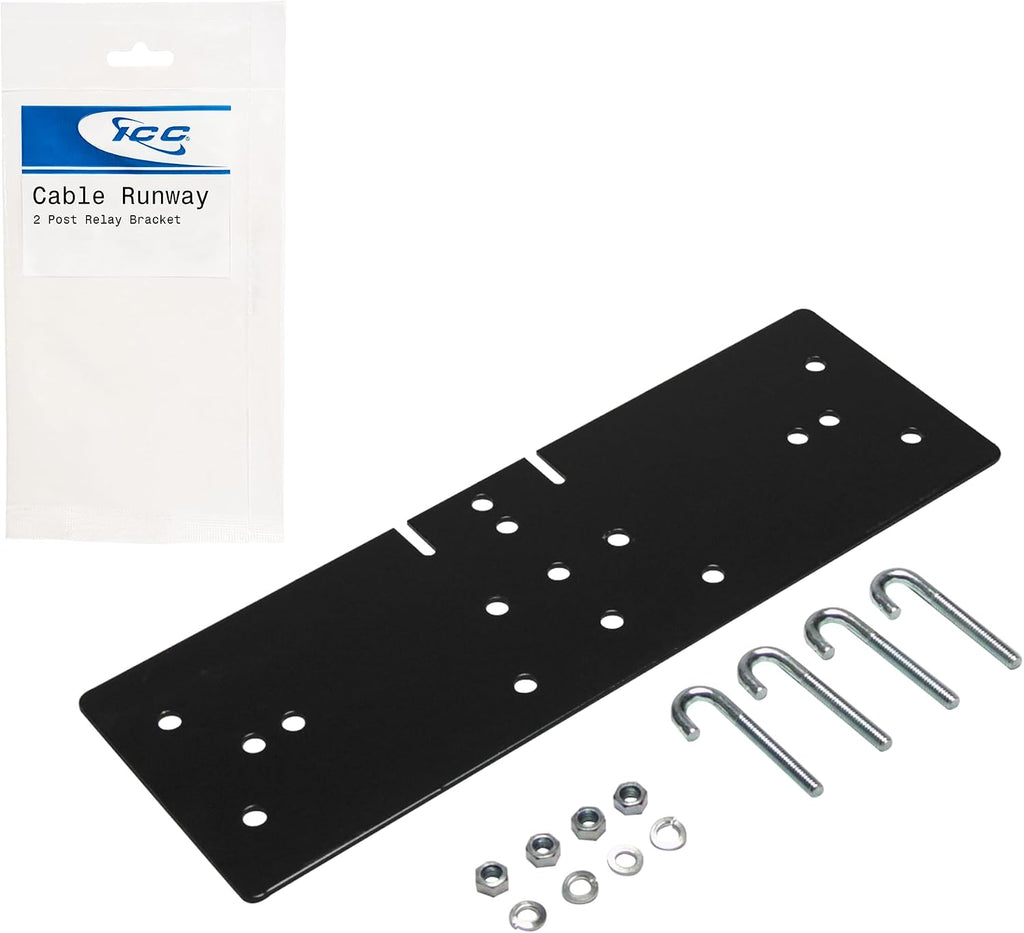 ICC Cable Runway Relay Bracket Kit, 2-Post Rack, Black, 1-Pack
