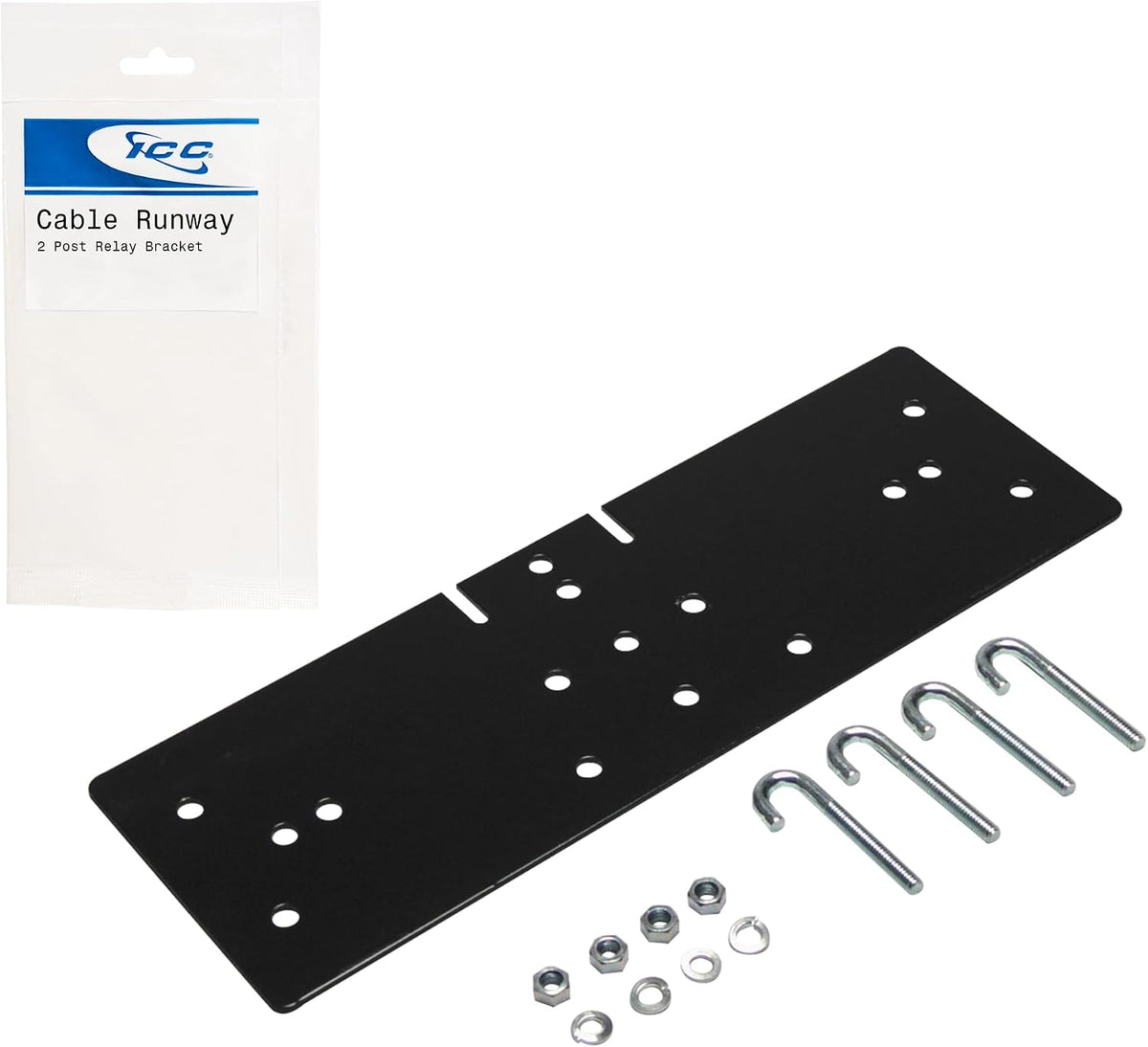 ICC Cable Runway Relay Bracket Kit, 2-Post Rack, Black, 1-Pack