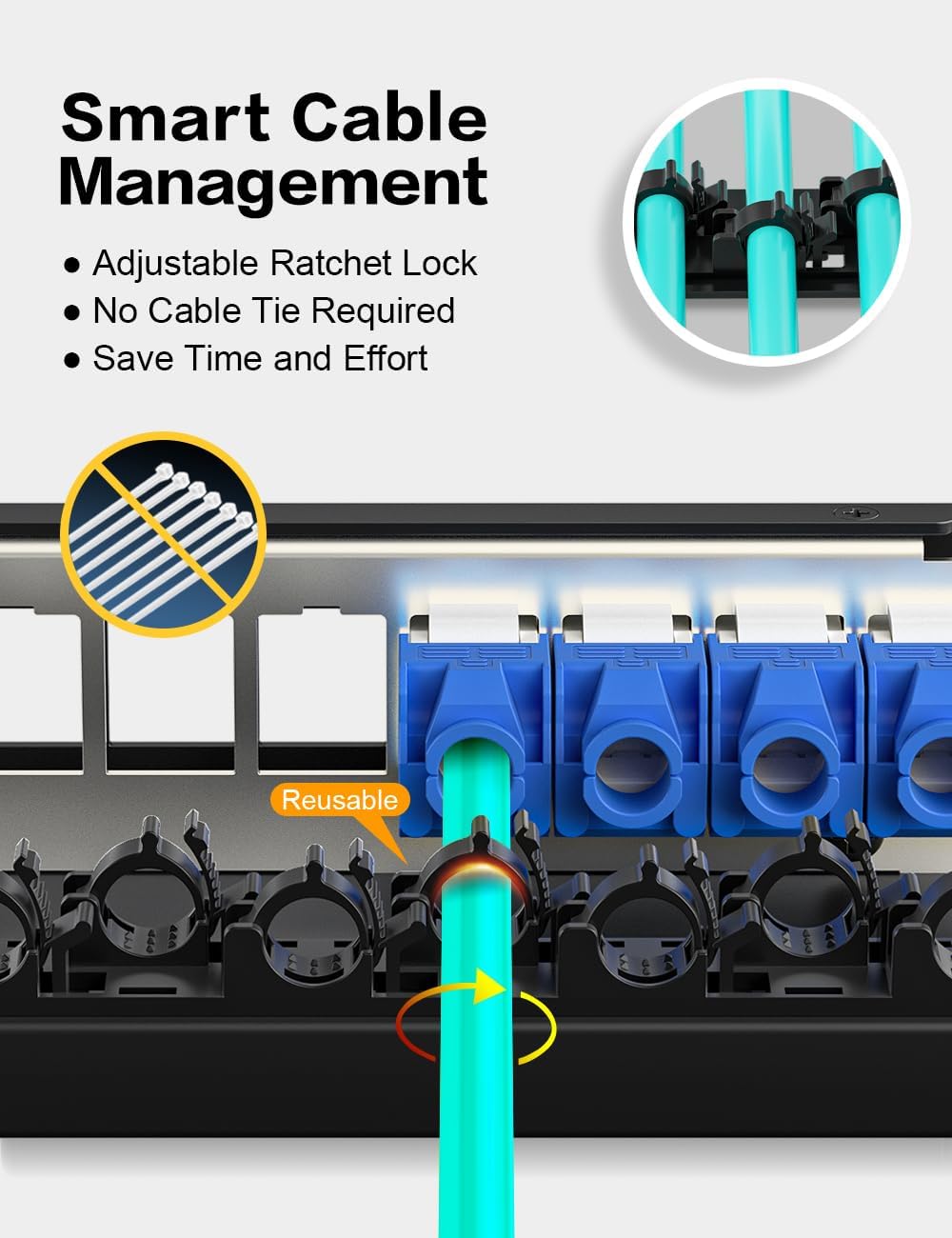 Patch Panel 8 Port Blank Keystone Patch Panel STP&UTP Compatible with LC/SC/ST/FC/USB/HDMI Keystone Jack for Desk Mount Home Ethernet Termination Box