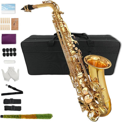 Eb Alto Saxophone For Beginners Adult,Saxophone Student,E Flat Alto Sax Full Kit With Reeds,Pads Cushions,Hard