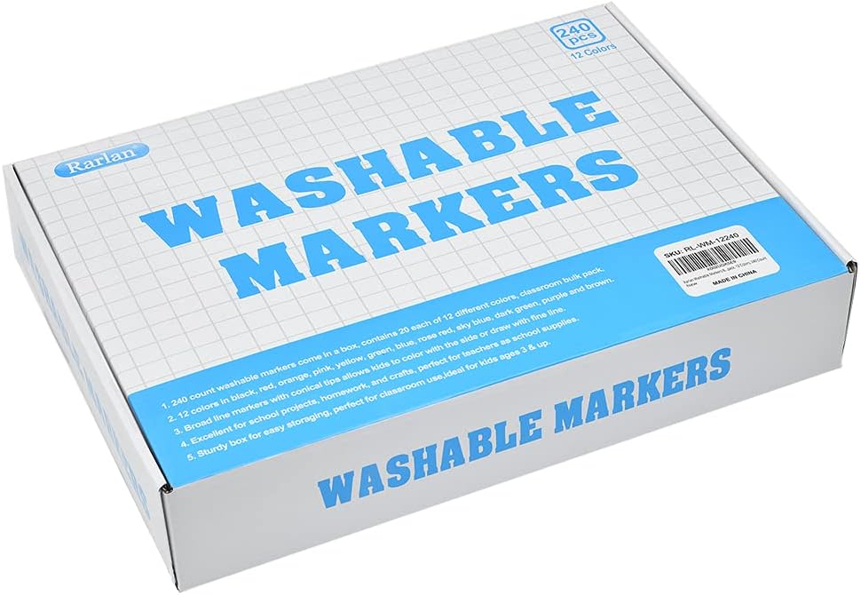 Washable Markers Bulk for Kids, Bulk pack, 12 Colors, 240 Count