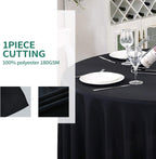 5 Pack 120 Inch Black Tablecloths for Round Tables