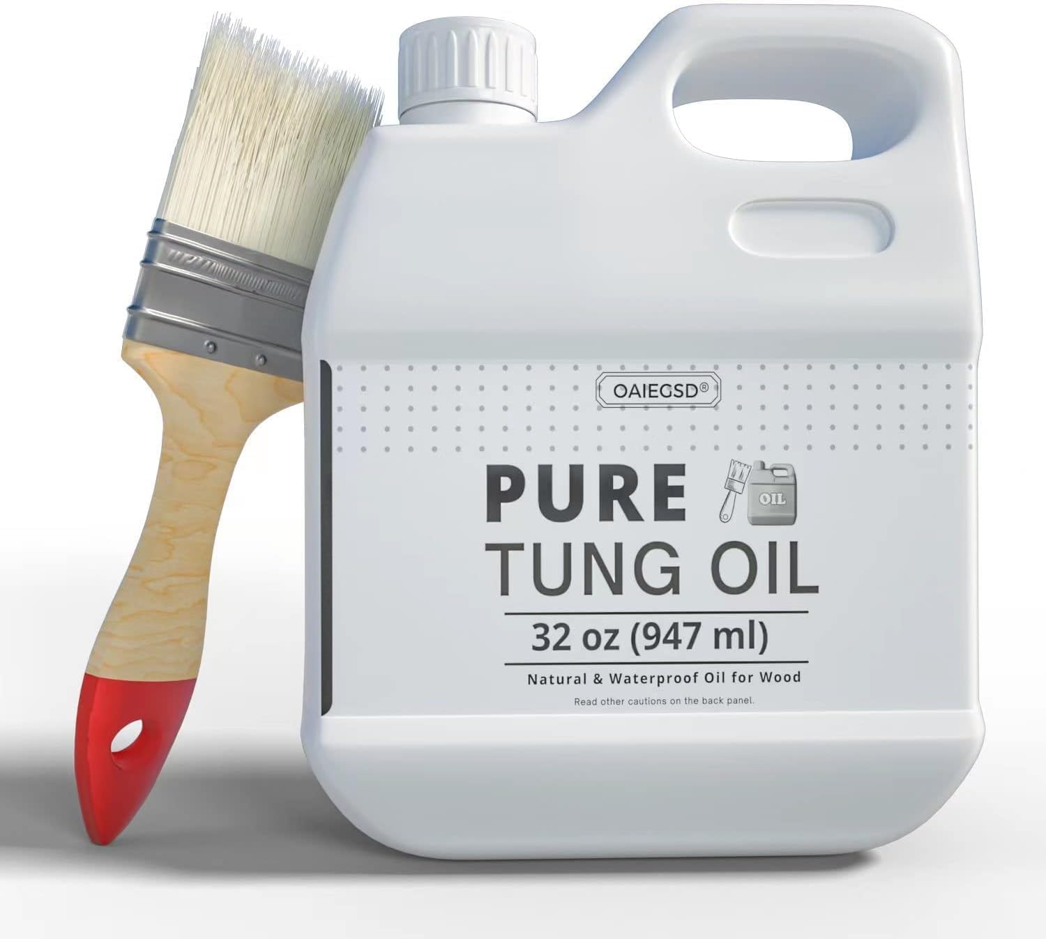 100% Pure Tung Oil 32oz, Wood Finish for Indoor Outdoor with Brush | Waterproof, Penetrates & Protects & Enhances