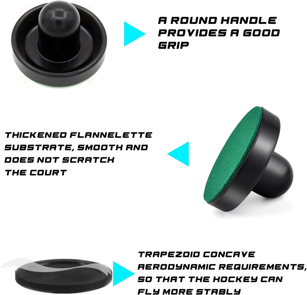 Air Hockey Pushers and Pucks - Air Hockey Paddles and Goal Handles Replacement Accessories for Game Tables (4