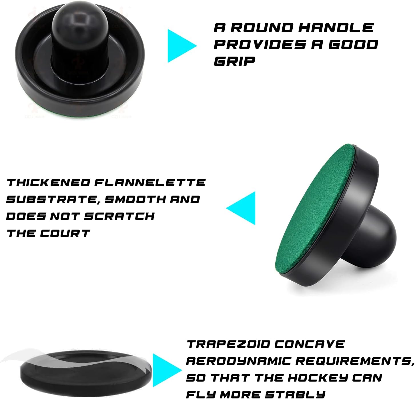 Air Hockey Pushers and Pucks - Air Hockey Paddles and Goal Handles Replacement Accessories for Game Tables (4