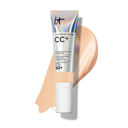 IT Cosmetics CC+ Cream - Natural Full Coverage Foundation With SPF 50+, Color Corrector & Anti-Aging Hydrating Serum