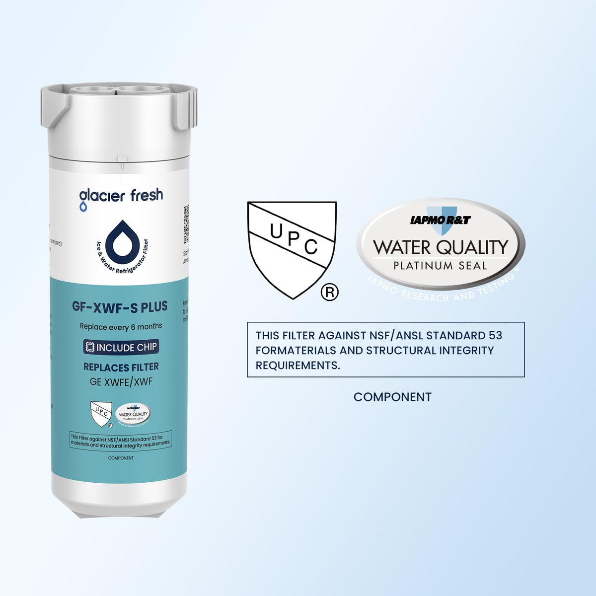 XWFE (Built-in CHIP) Refrigerator Water Filter Pack of 3