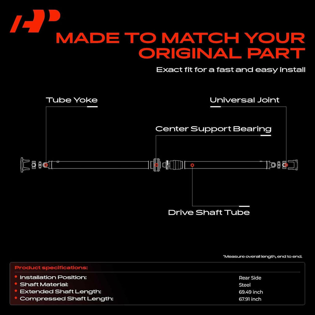 A-Premium Rear Driveshaft Assembly Compatible with Toyota