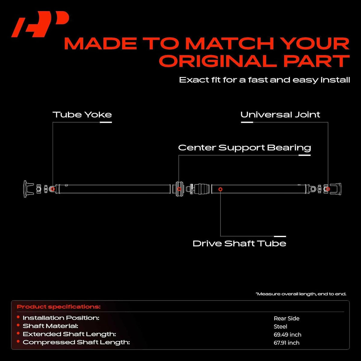 A-Premium Rear Driveshaft Assembly Compatible with Toyota