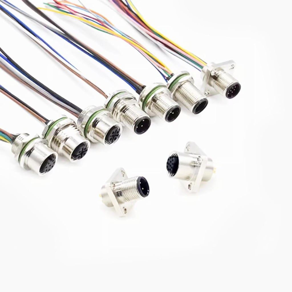 5Pcs M12 5 Pin A Code Female Connector Cable, IP67 Waterproof Back Mount Cable UnShielded Straight Aviation Socket Electrical Cable Sensor Receptacle 125V 4A (1.64ft/0.5Meter)