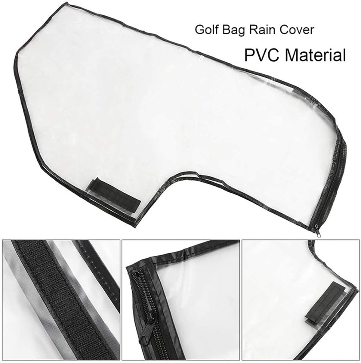Transparent Golf Bag Rain Cover Waterproof PVC for 14-Club Stand Bags & Push Carts Lightweight Foldable Dustproof