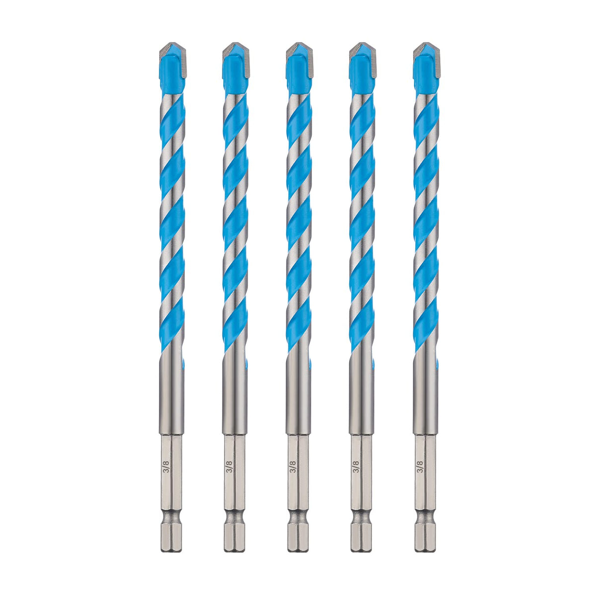 toolant 3/8" Shockproof Hex Shank Masonry Drill Bits, 5-Piece Set