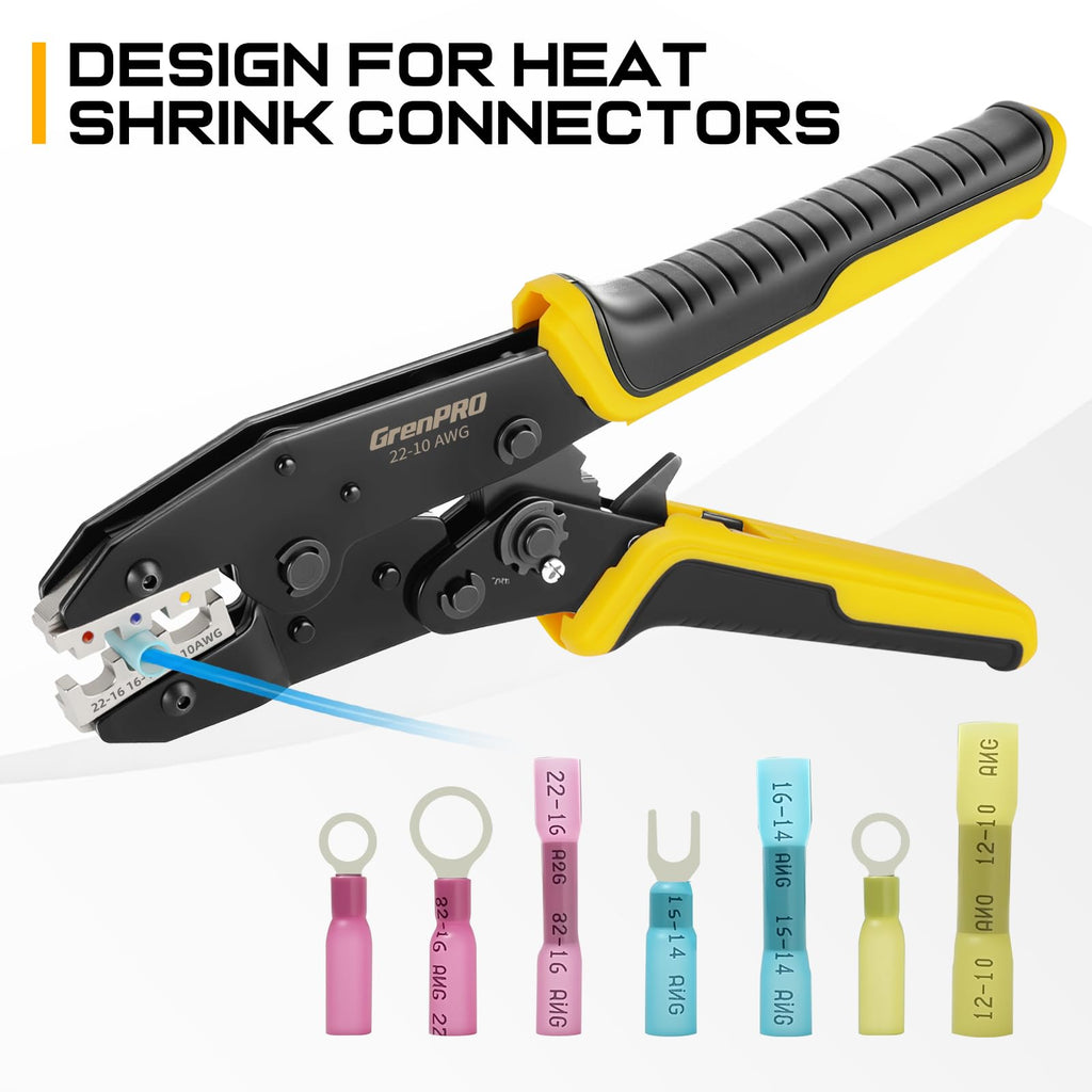 GRENPRO Crimping Tool for Heat Shrink Connectors AWG22-10 Crimping Pliers