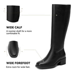 Black Knee High Boots for Women Tall Fall Boots Square Toe 7