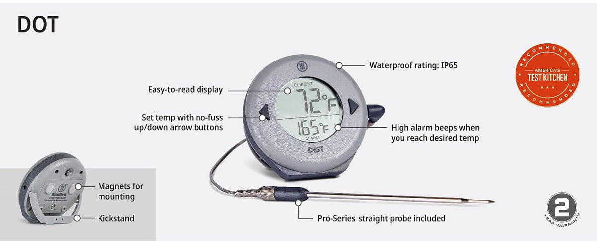 DOT - Alarm Thermometer - Large Display, Dove Grey