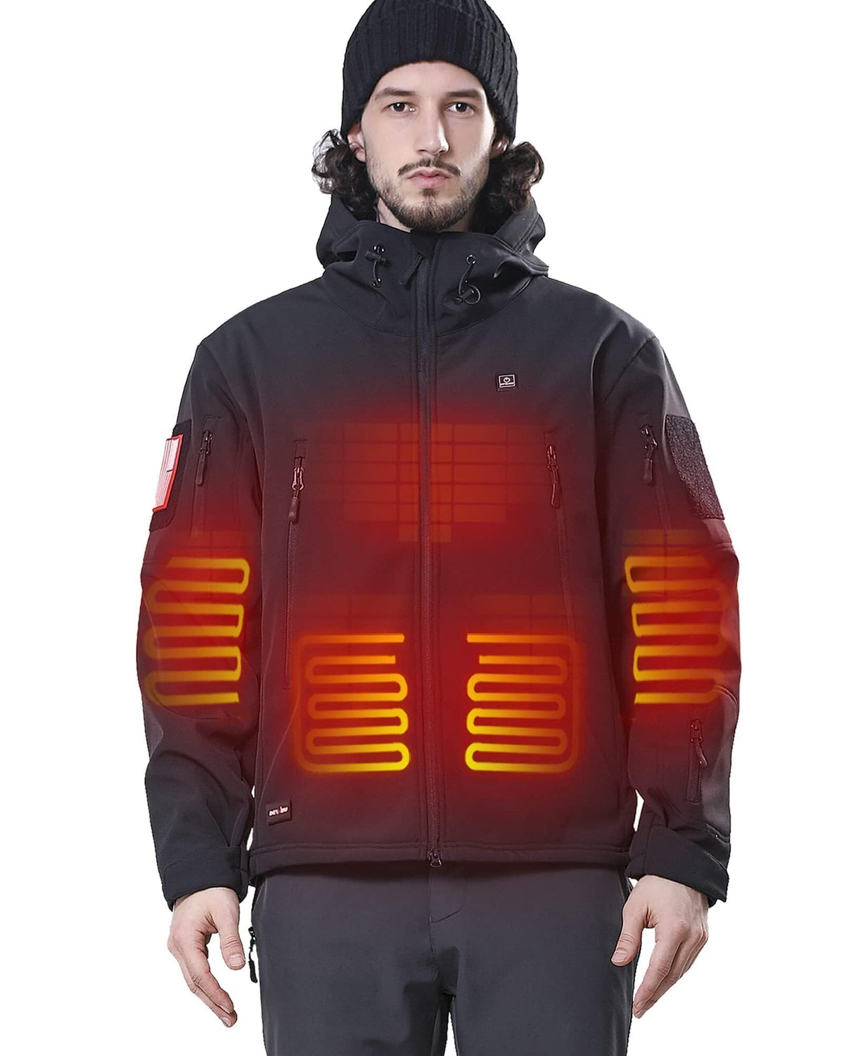 Heated Jacket for Men with 12V Battery Pack, Black, L