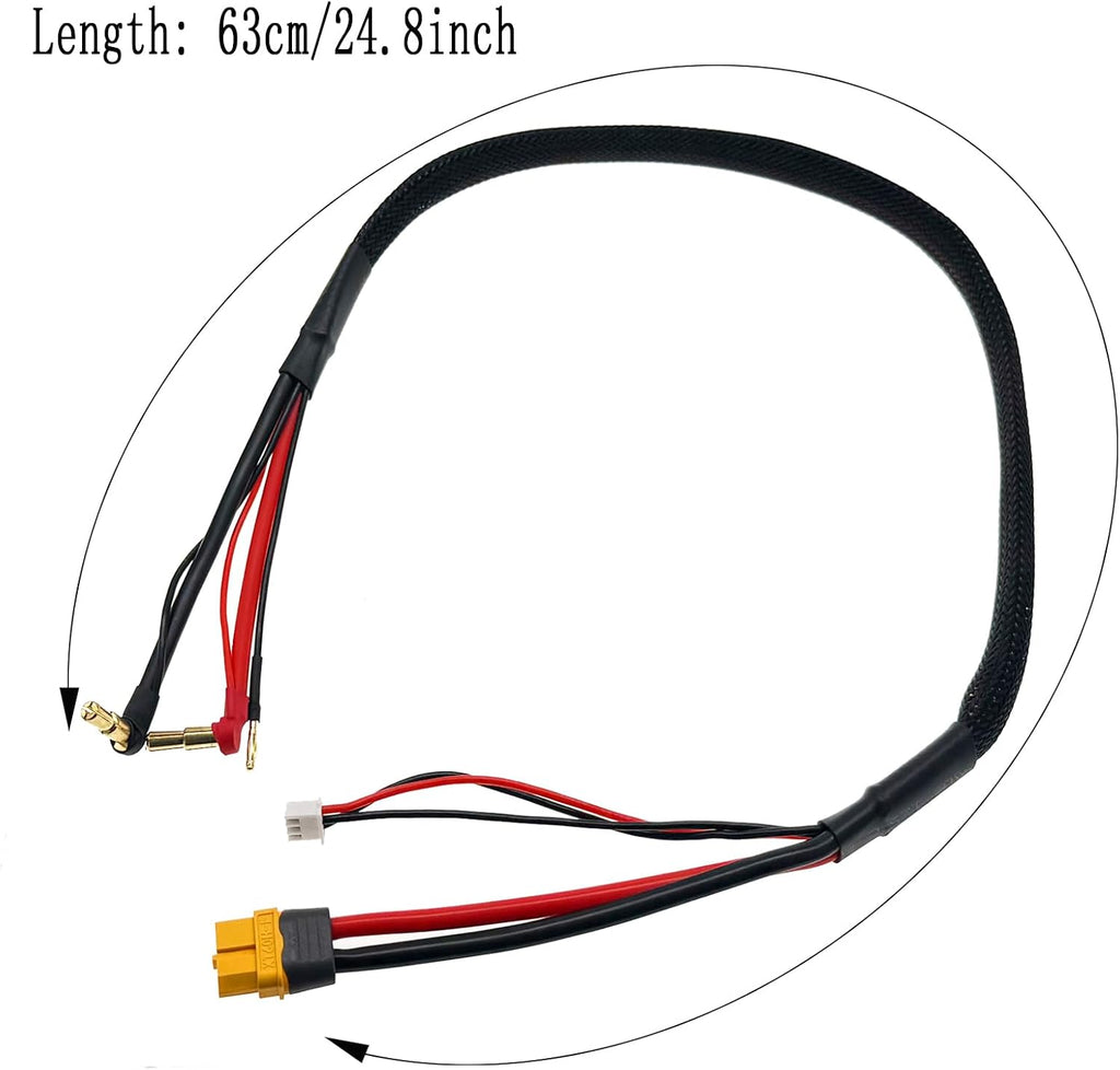 RC 2S XT60 Lipo Battery Charging/Balance Cable Leads with 4mm/5mm Bullet Connector(600MM)