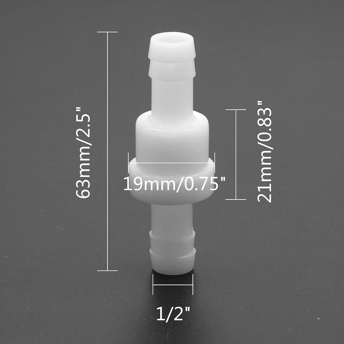 Check Valve 1/2 Inch Plastic Barb One Way PVDF Pack of 2