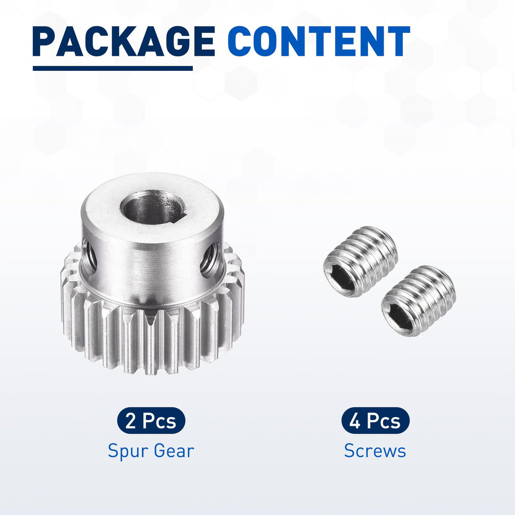 DTGN Spur Gear 1Mod 24 Teeth 10mm Thickness 8mm Bore 3x1.4mm Keyway 2Pcs