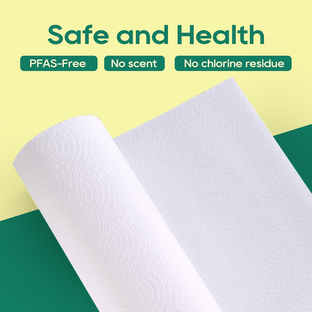 Bamboo Paper Towels, 8 Rolls, 2 Ply 120 Sheets, White