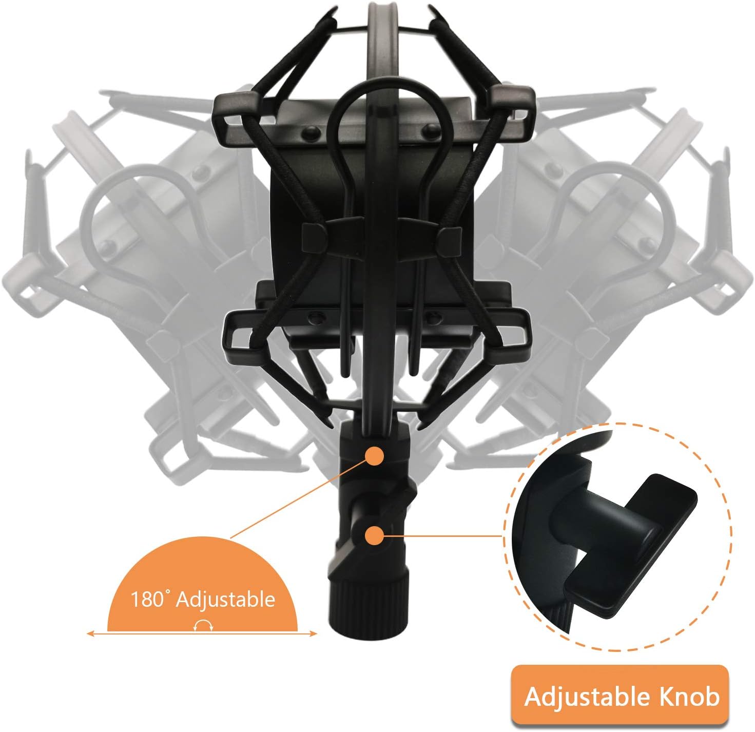 Microphone Shock Mount Mic Holder, Anti-Vibration Suspension Shock Mount Mic Holder Clip for 43mm-47mm Diameter
