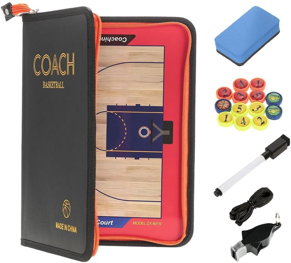 Basketball Coaching Board Strategy Tactics Clipboard with Coach Referee Whistle