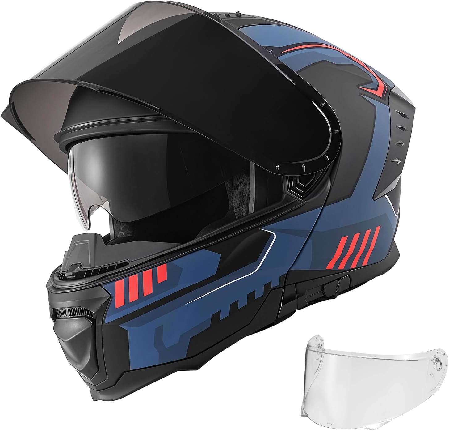 Motorcycle Helmet DOT Approved, Adult Motocross Dirt Bike Helmet with Large Clear Visor, Comfortable Motorbike Racing