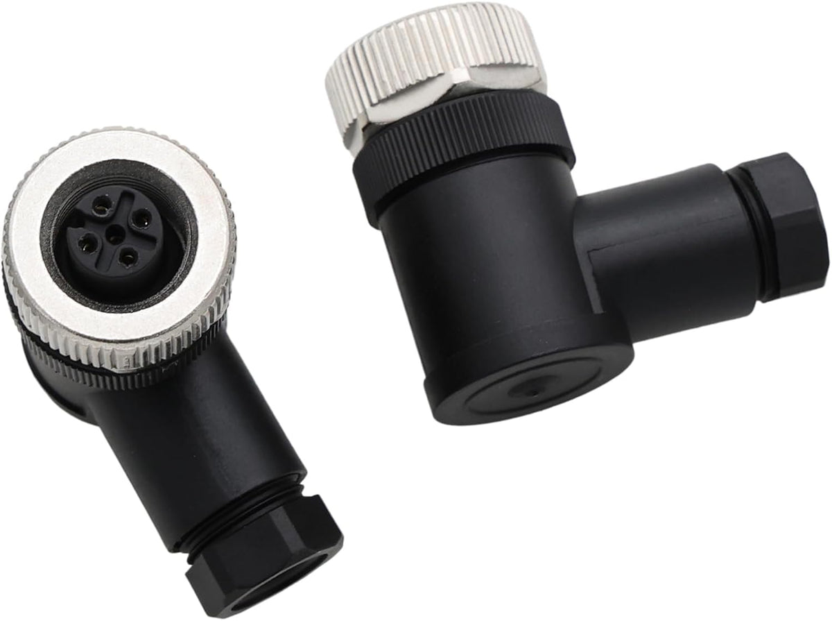 M12 5 Pin Female Connector, Screw Terminal, A-Coded, Electrical 60V 4A, Waterproof, 90-Degree, Circular, Dust-Proof for Industrial Automation Sensor DeviceNet CANopen IO-Link, 2pcs