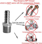 Beduan Stainless Steel 3/16" Hose Barb to 1/4" Male NPT (Pack of 2)