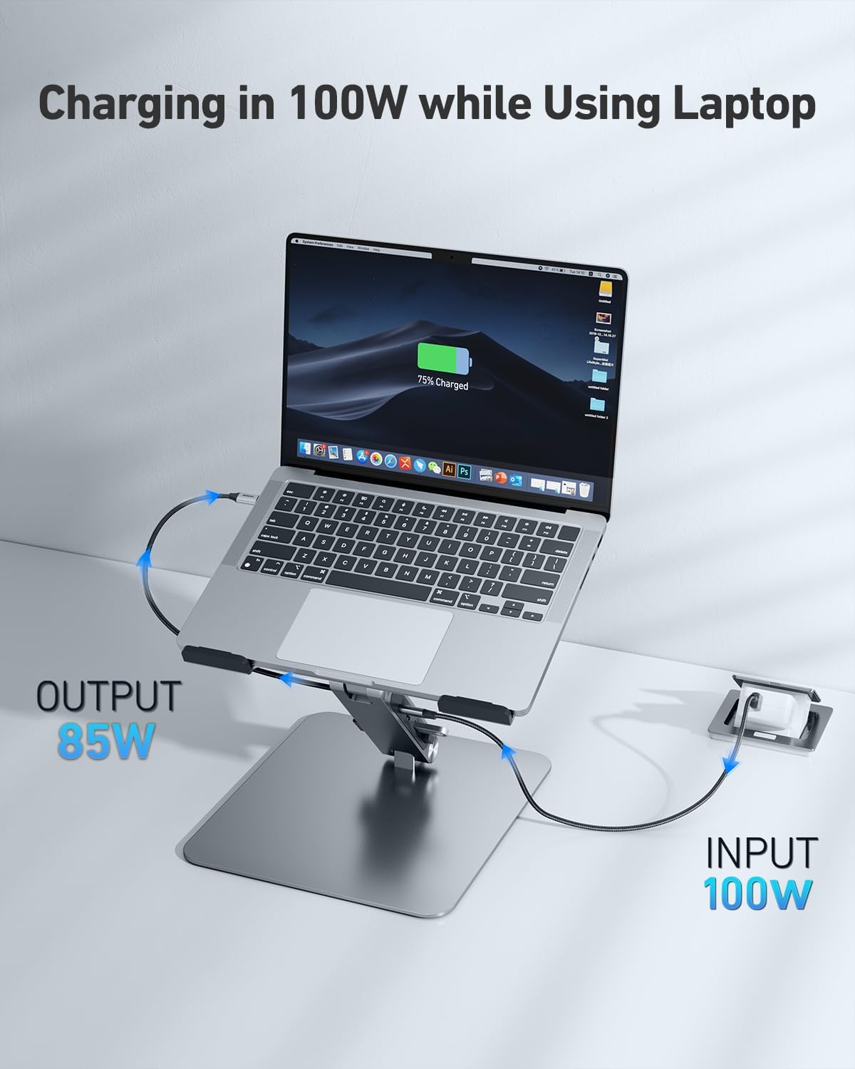 Laptop Stand with USB C 7in1 Docking Station,HDMI 4K@60Hz,1*SD 1*Micro SD,100W Power Delivery,10Gbps 1*USB C 3.2 and
