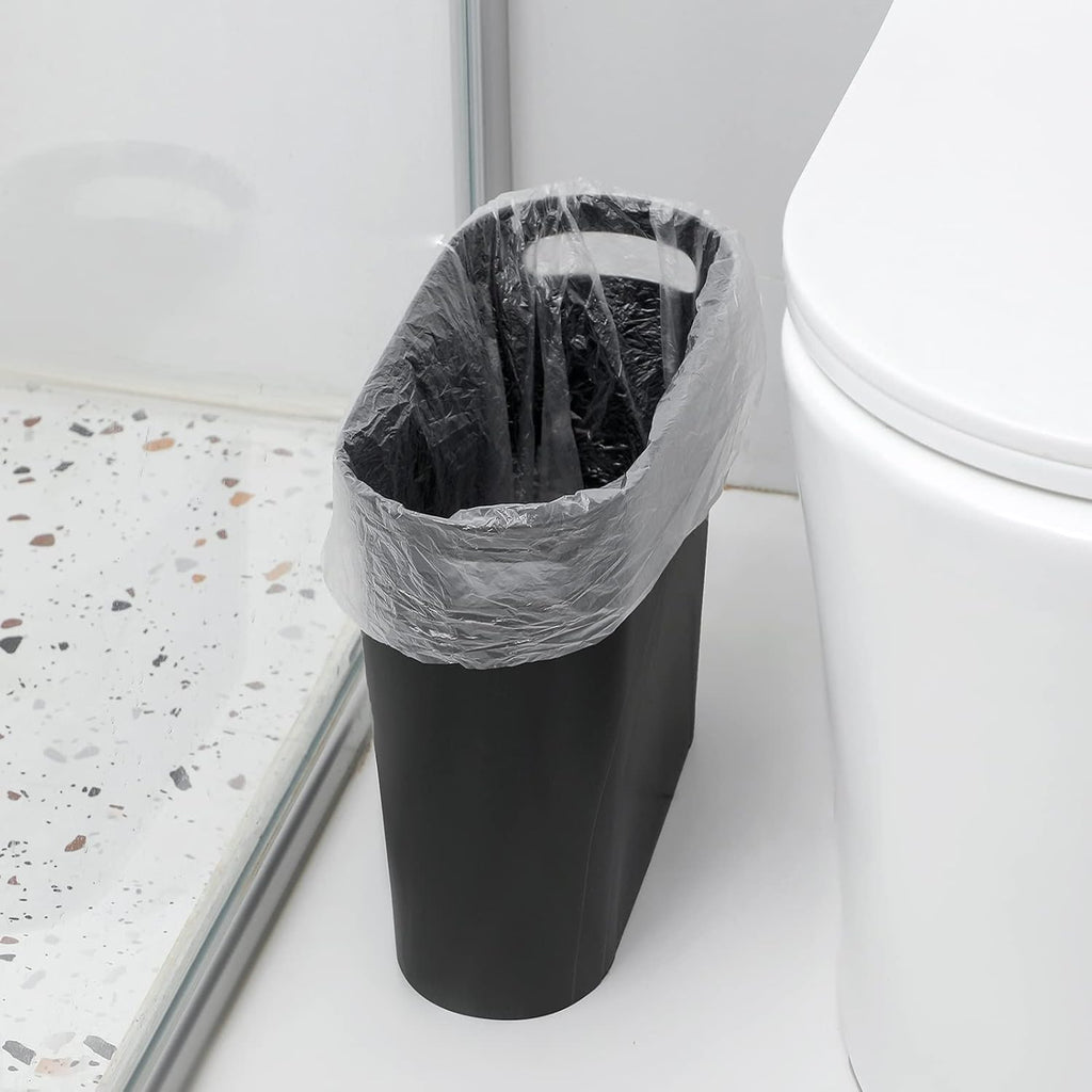 Small Trash Can, 3.5 Gallon Slim Garbage Can Plastic Waste Basket with Handles Container Bin for Narrow Spaces
