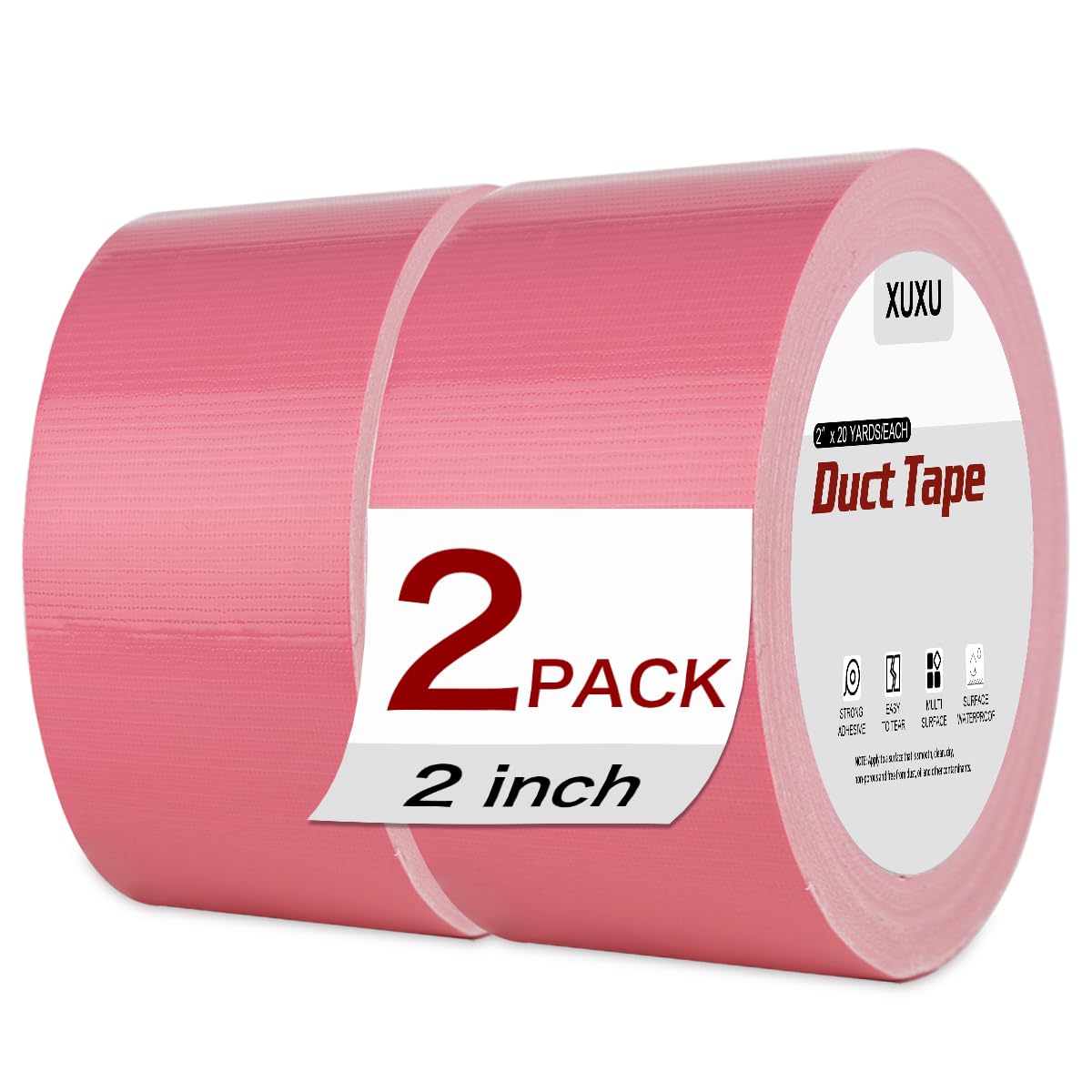 2 Pack Pink Duct Tape Heavy Duty Waterproof 40 Yards x 2 Inch Total
