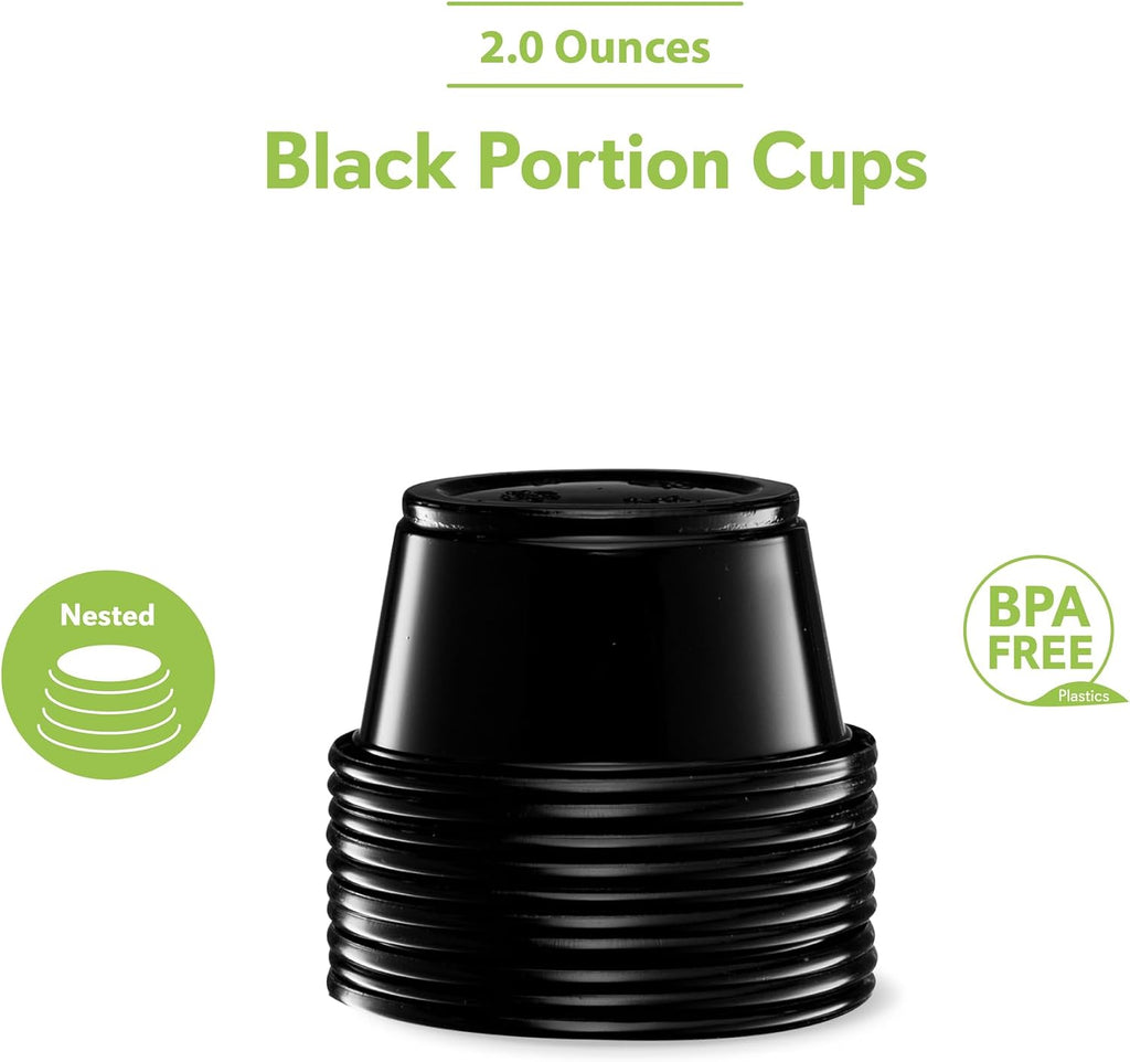 2 oz - 200 Cups Black Diposable Plastic Portion Cups