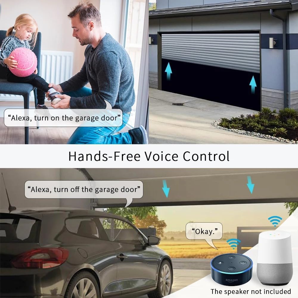 Smart Garage Door Opener – Compatible with Alexa, Google Assistant & Smart Life App – Universal WiFi Garage Door