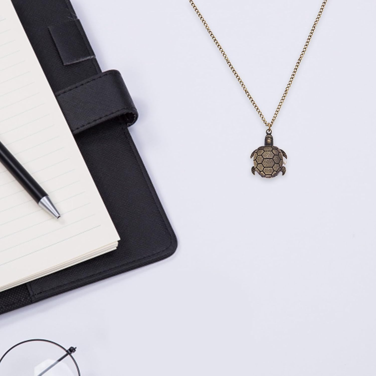 Vintage Pocket Watch - Cute Turtle Pendant Pocket Watch with Chain Quartz Novelty Necklace Retro Pendant ES for Women