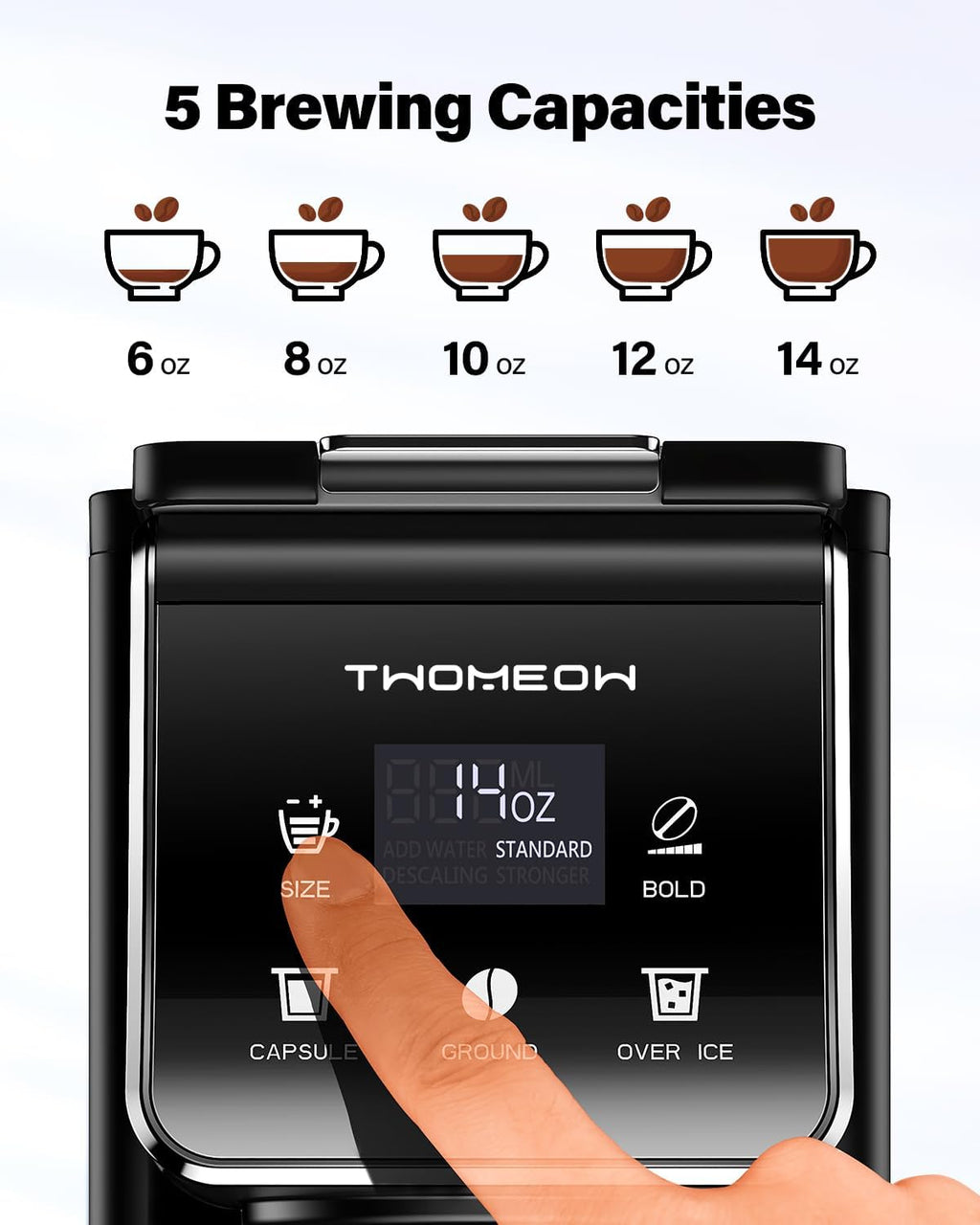 Coffee Maker Hot & Iced With Bold Setting,Single Serve Coffee Maker For K Cup And Grounds,52 Oz Removable Water