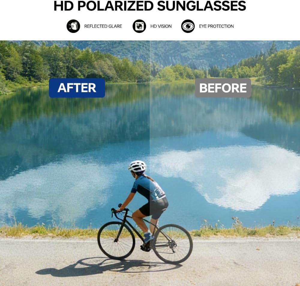 Polarized Sports Sunglasses for Men Women 22g Ultra-Light Glasses | UV400 Protection, Adjustable Silicone Nose Pads &