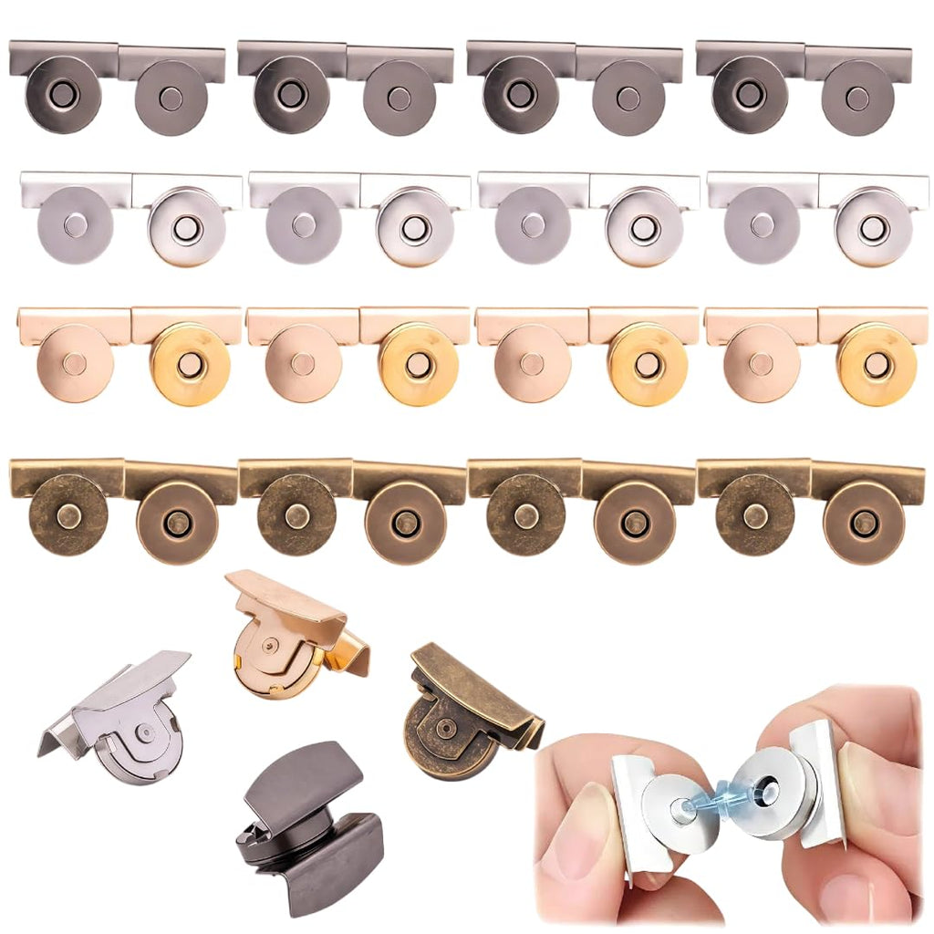 Magnetic Snaps for Purses: 16 Pcs 4Colors Snap Buttons, No-Sew Clasps