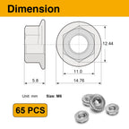 65PCS M6 Serrated Flange Nuts, 304 Stainless Steel Hex Nuts